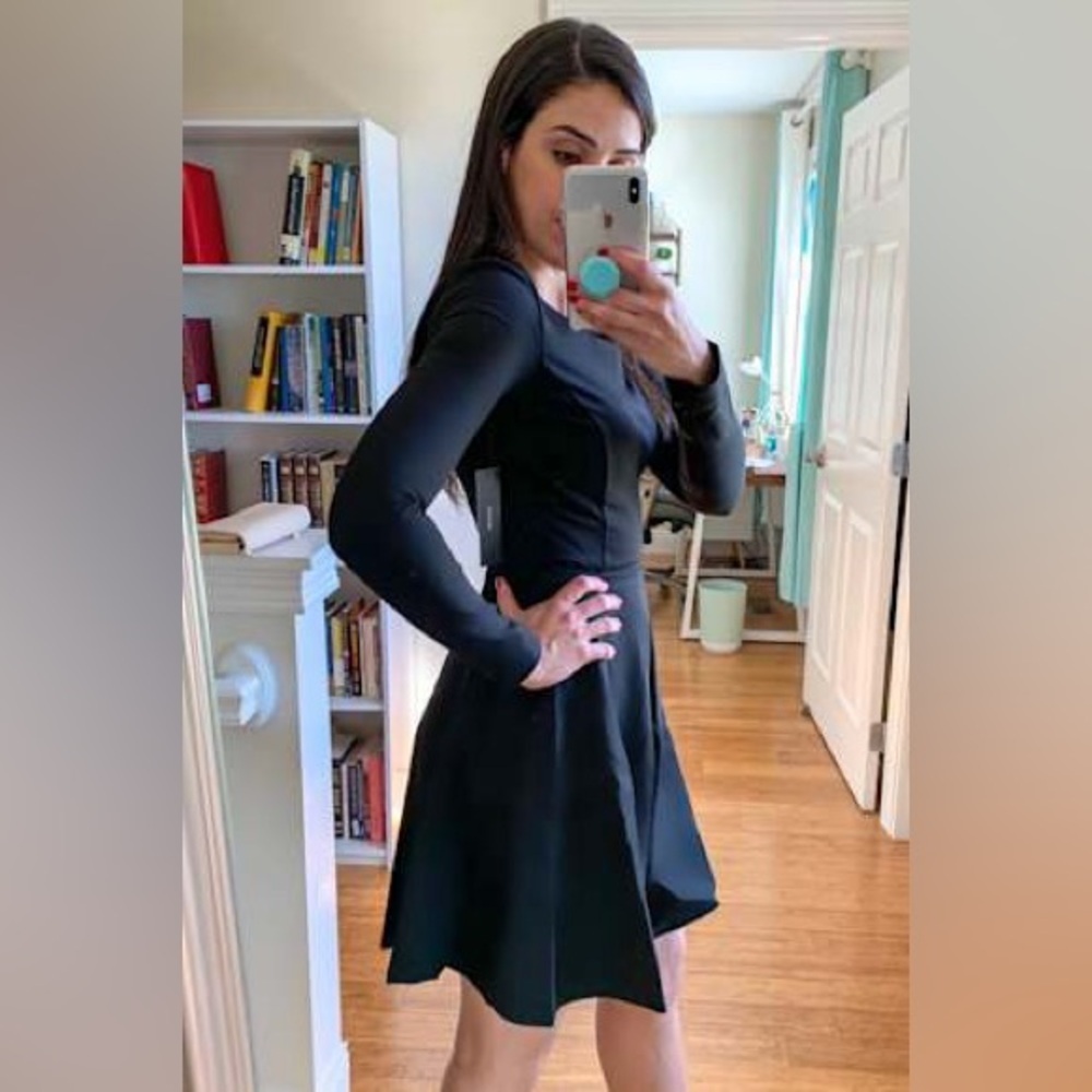 Lulus Forever Chic Black Long Sleeve Dress in black size L